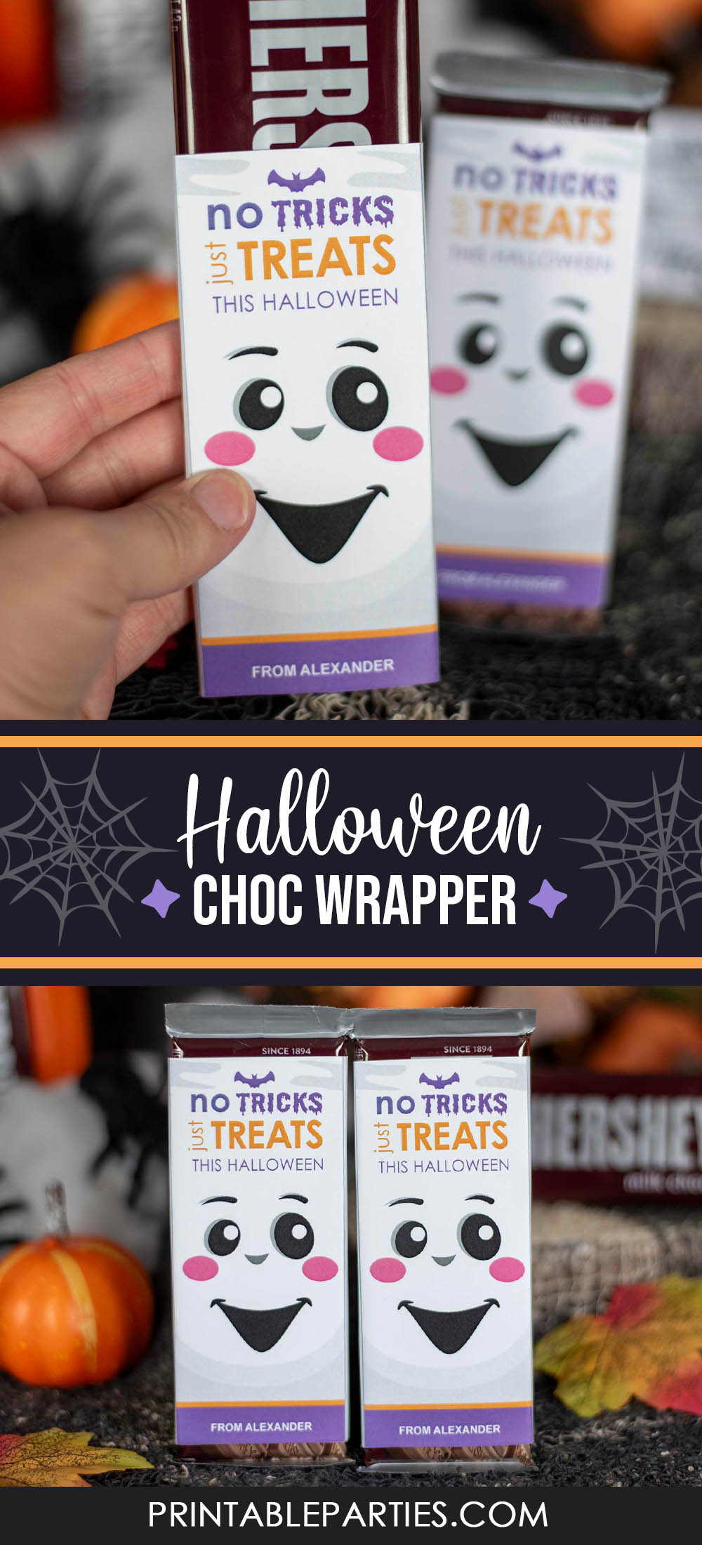printable halloween candy bar wrappers ghost design